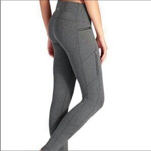 Athleta Herringbone Sly Drifter Leggings Gray Zippered Womens Size XS